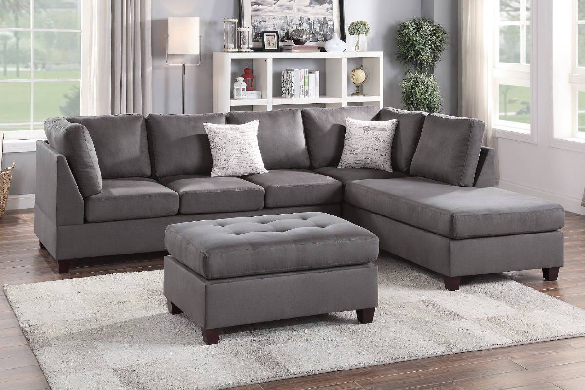Sofa Chaise Sectional and Ottoman