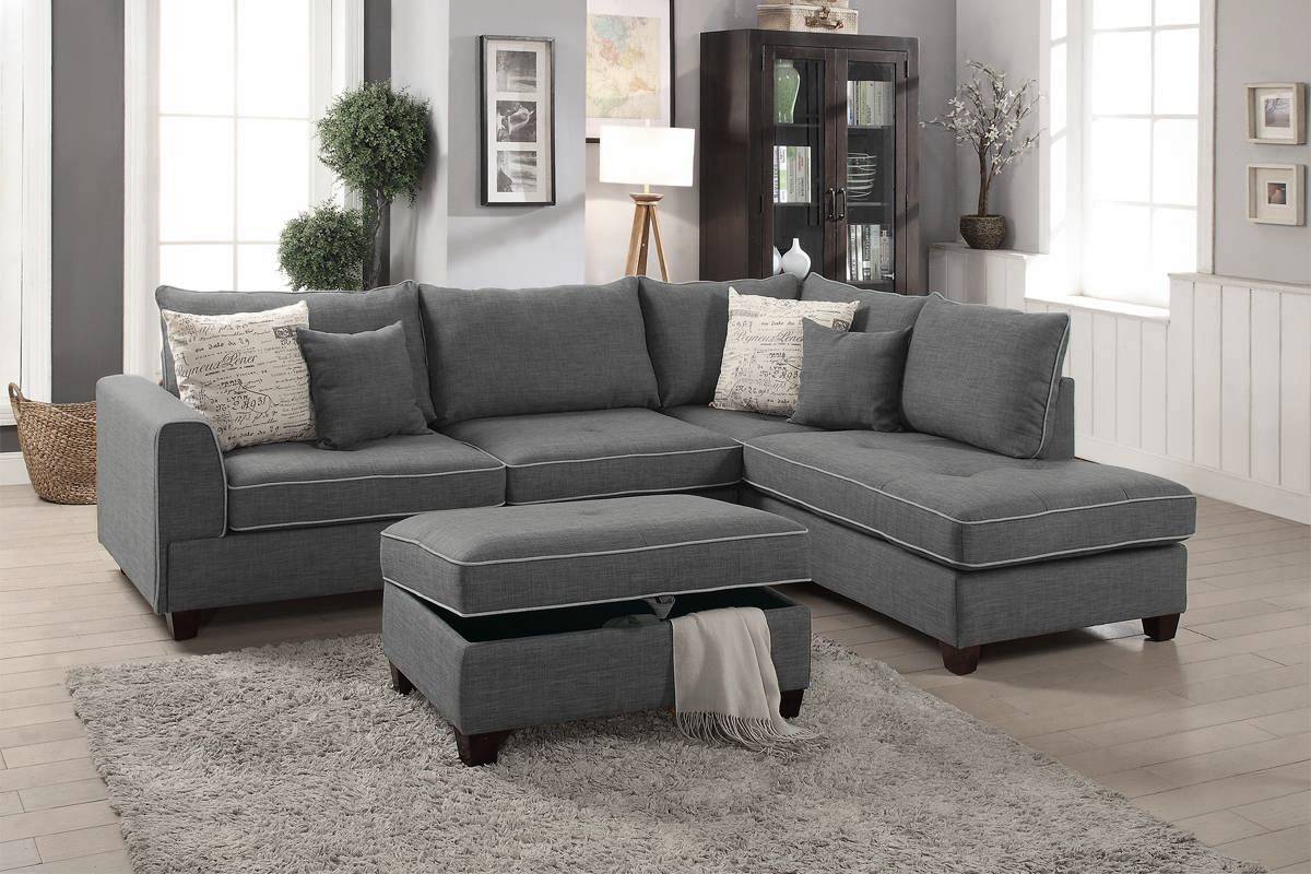 Sofa Chaise Sectional and Ottoman