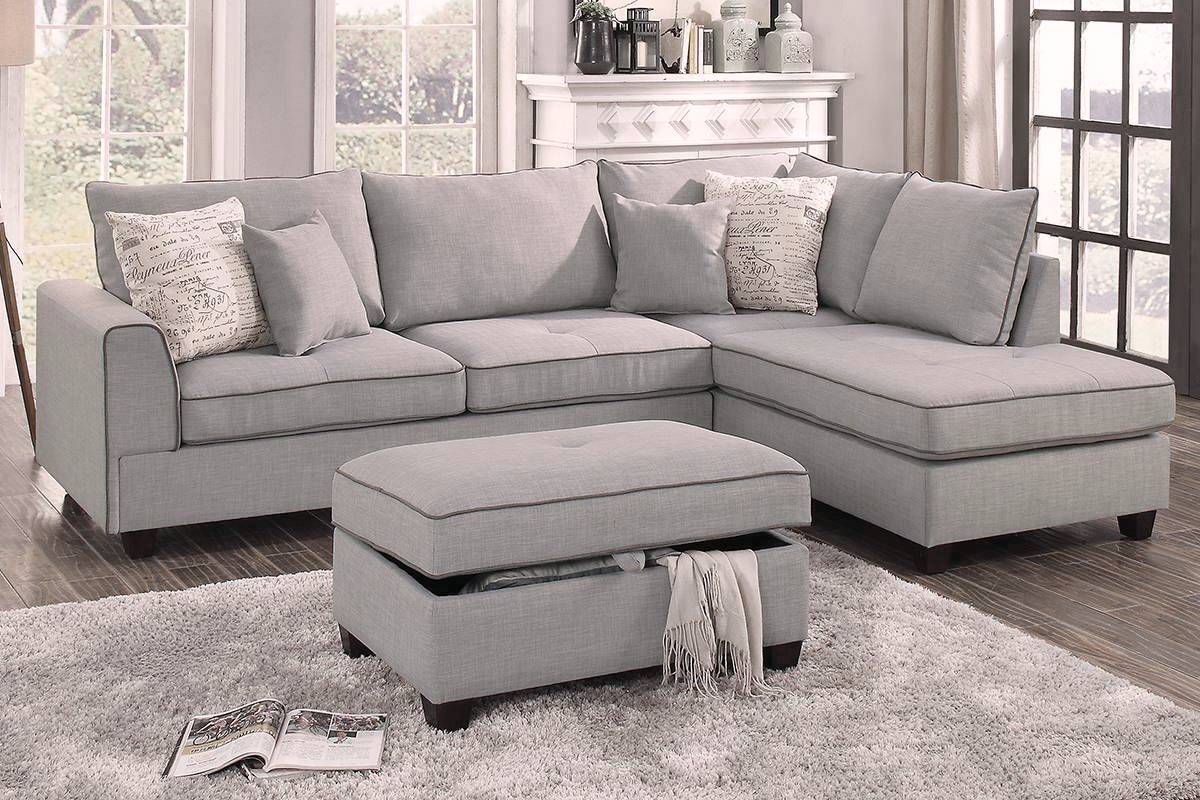 Sofa Chaise Sectional and Ottoman