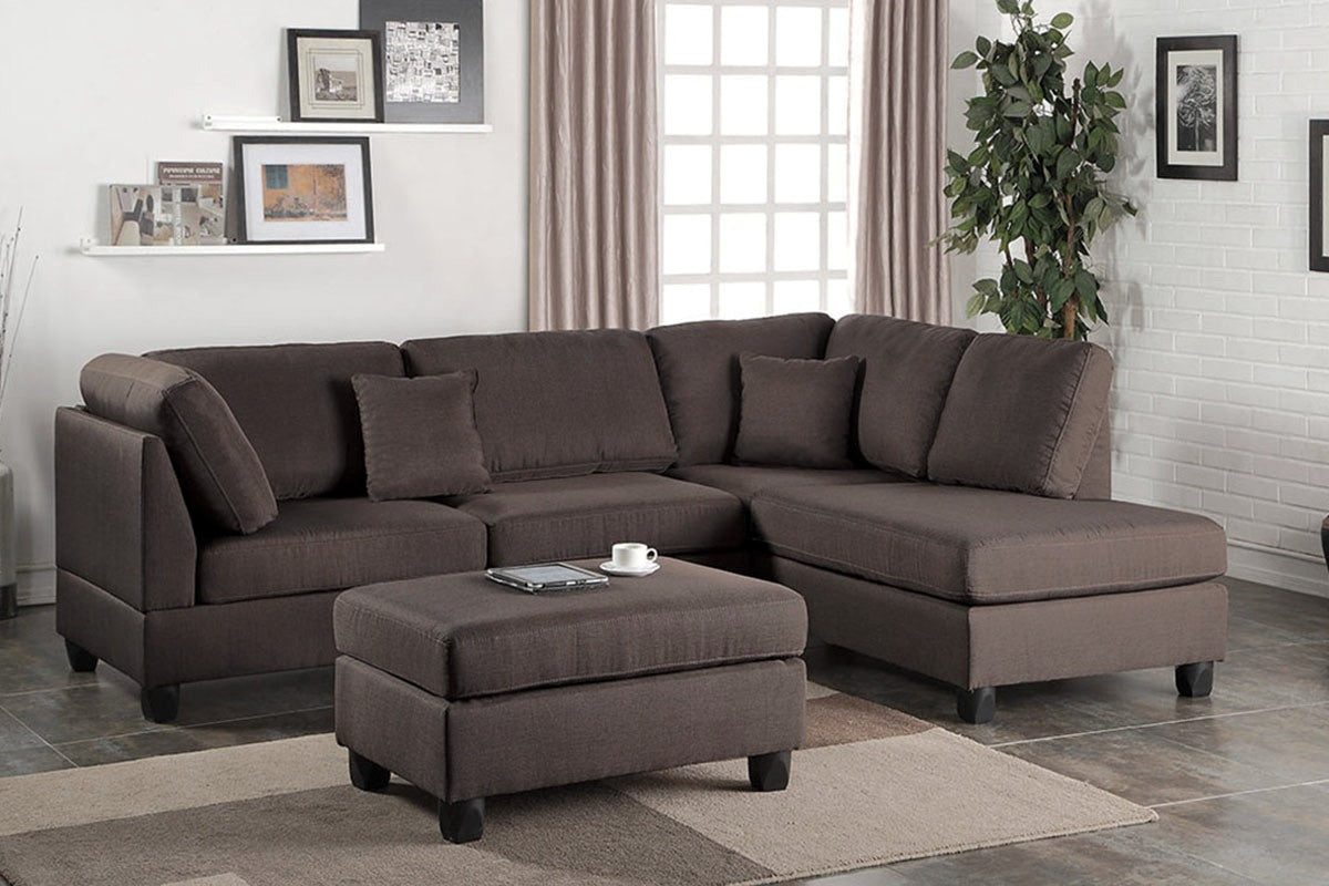 Sofa Chaise Sectional and Ottoman
