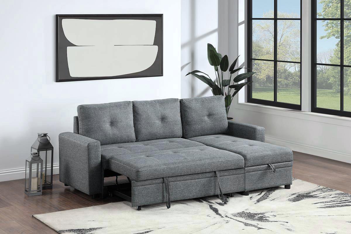 Sofa Chaise Sectional with Pull-Out Sleeper and Storage