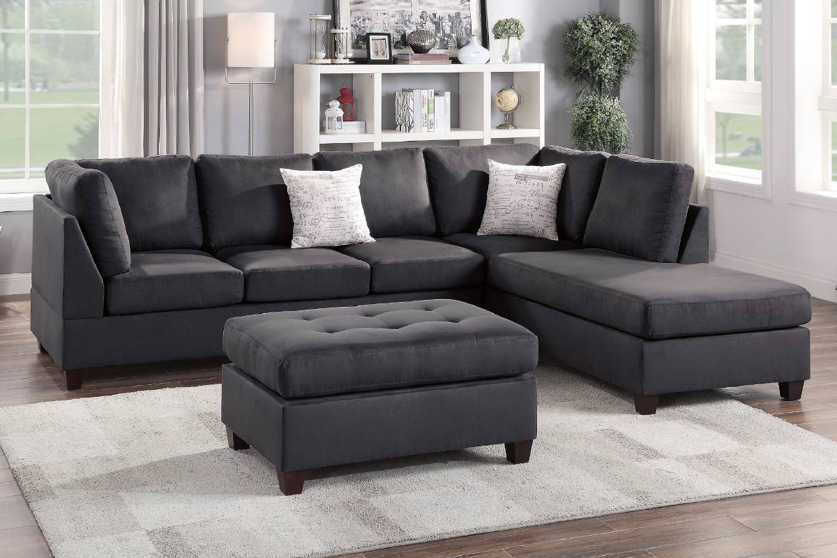 Sofa Chaise Sectional and Ottoman