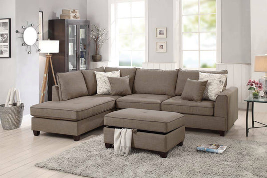 Sofa Chaise Sectional and Ottoman