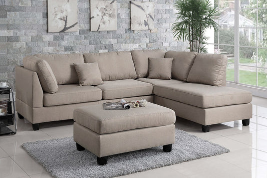 Sofa Chaise Sectional and Ottoman
