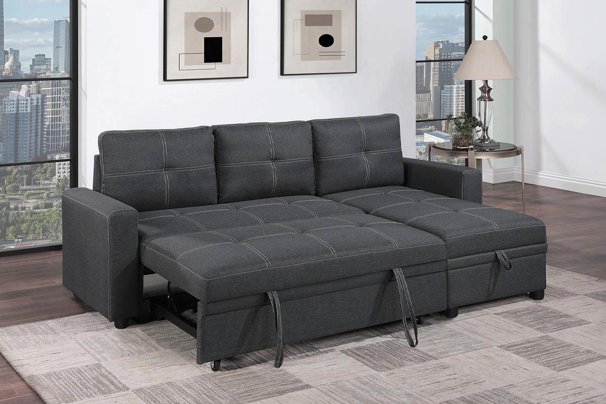 Sofa Chaise Sectional with Pull-Out Sleeper and Storage