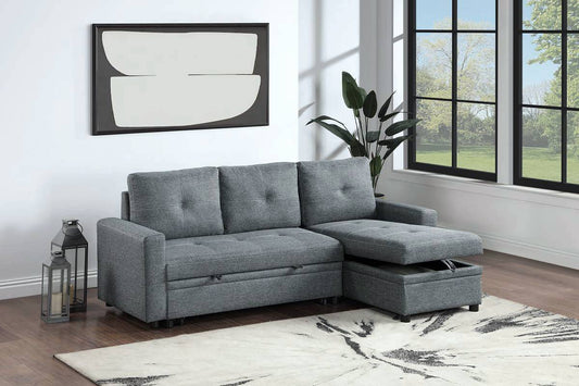 Sofa Chaise Sectional with Pull-Out Sleeper and Storage